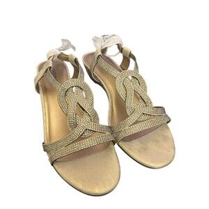 London Fog LFW - MACEY GOLD FAB/STONES Dress Shoe Sandal Size 7M new in box